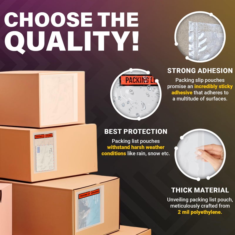 ABC Pack & Supply ABC Packing List Envelopes, 9.5 x 12 Inch. 100 Pack 2 Mil Polyethylene Clear Self Adhesive Shipping Label Sleeves. Plastic Shipping Label Pouches for Invoice and Efficient Order Management - Image 3